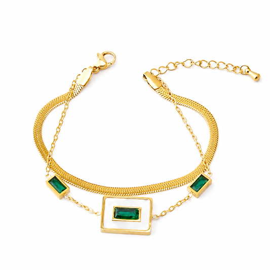 Emerald double chain Bracelet